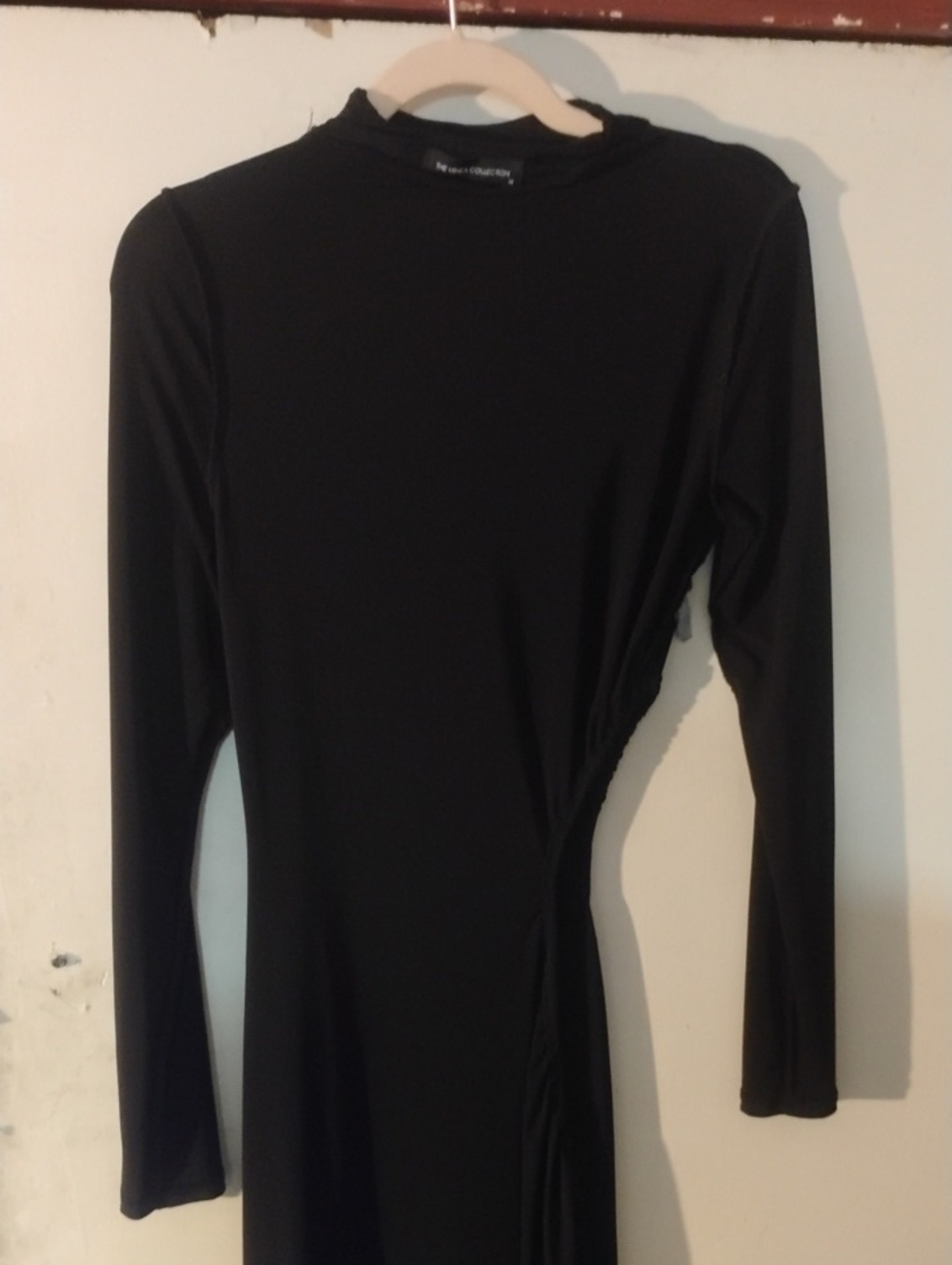 Wilfred Black Long Sleeve Mock Neck Side-Ruched Top